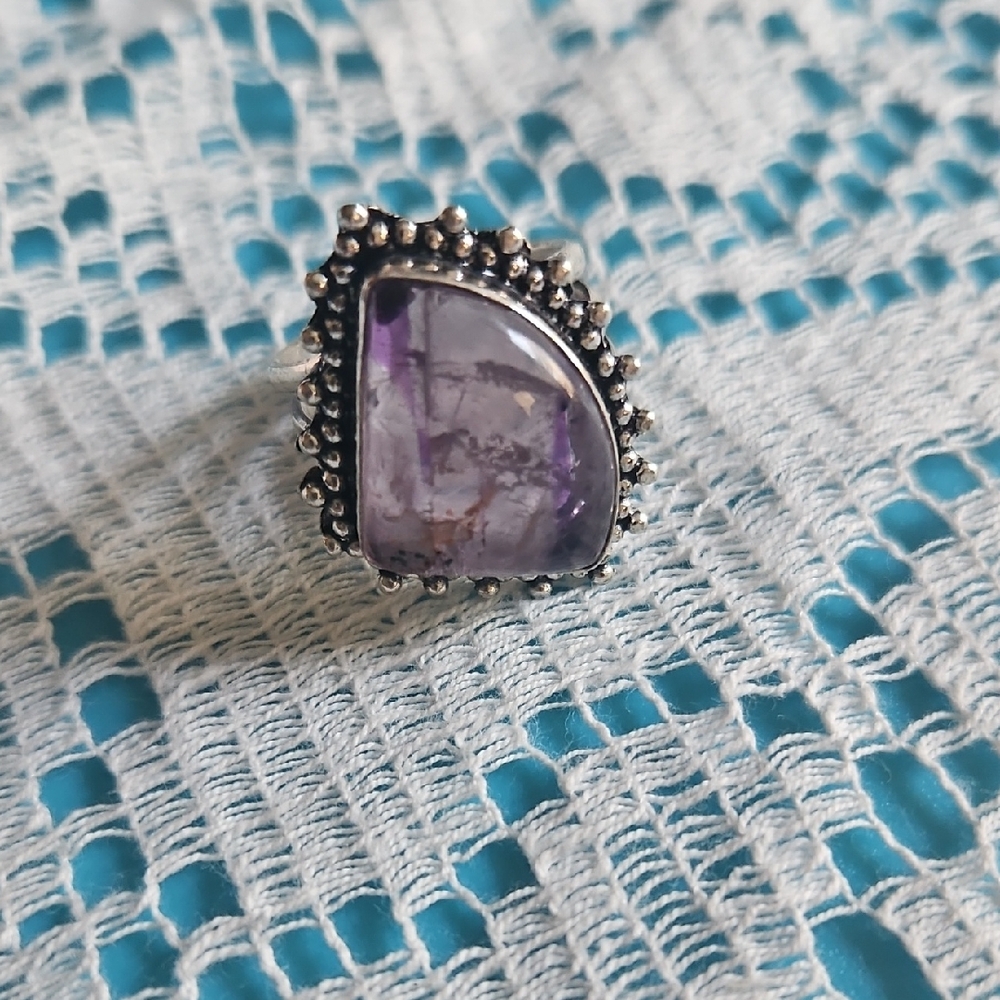 Bundle 5 Items For Amethyst Teardrop Sterling-Style Cocktail Ring - Purple Stone